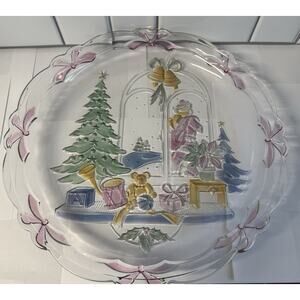 Mikasa 1992 Christmas Joy Round Platter Crystal Clear Studios